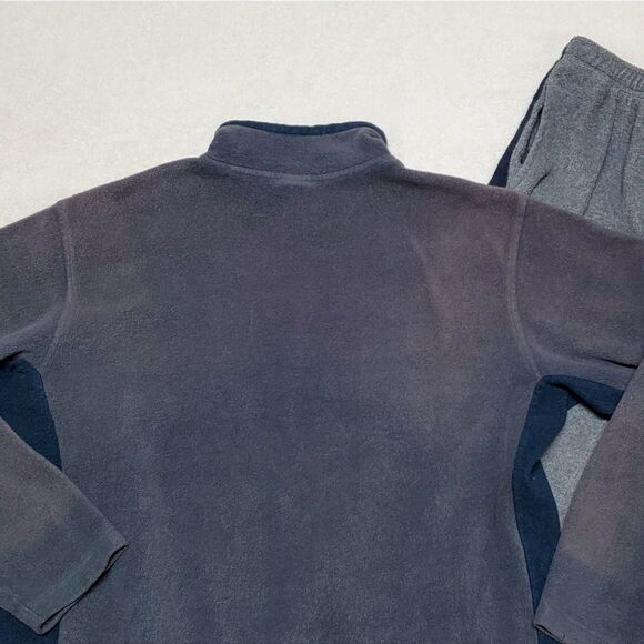 VINTAGE Old Navy Quarter-Zip Gray Striped Fleece Sweater Cropped Joggers Set Med - Picture 9 of 16